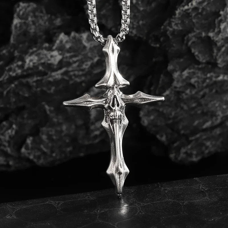 Gothic Skull Cross Pendant Necklace™