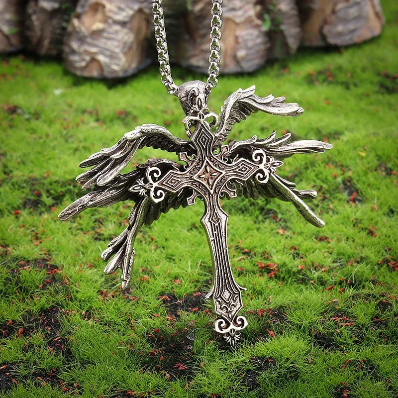 Gothic Skull Cross Pendant Necklace™